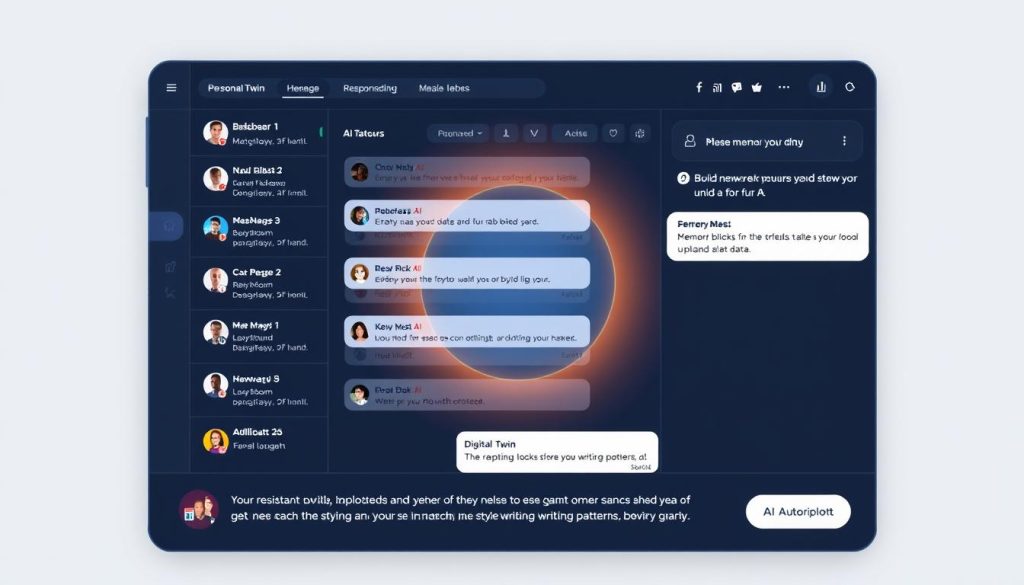 Personal AI interface showing a digital twin responding to messages Personal AI interface showing a digital twin responding to messages